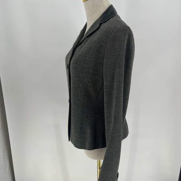 Tahari Gray Blazer with Leather Collar - Picture 4 of 10